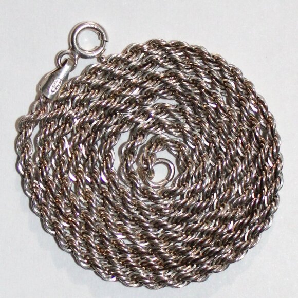 Sterling Silver Ropse Chain Necklace 19 inches - Picture 1 of 4
